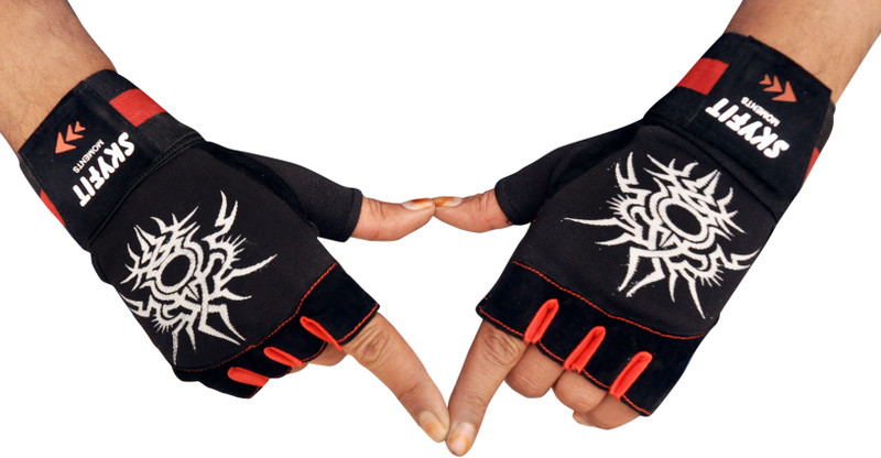 LITE FEEL Premium Leather padded Wrist support Gym sports gloves For Men Women Skating Gloves(Black, Red)