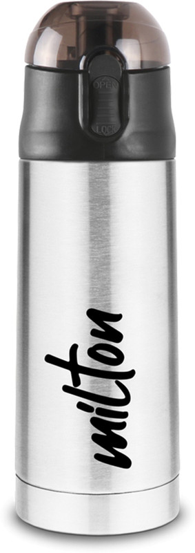 MILTON New Crown 400 Thermosteel Hot or Cold Water Bottle 350 ml Bottle(Pack of 1, Silver, Steel)