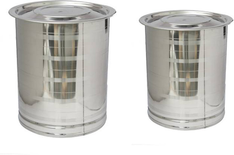 Namo International Stainless Steel Drum (10+20 Liter) 485112 30 L Drum(Silver, Pack of 2)