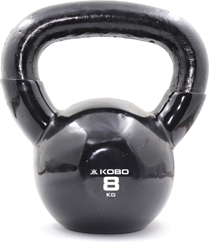 KOBO 22 Kg Vinyl Coated Cast Iron With Wide Handles Exercise Fitness Workout (IMPORTED) Blue Kettlebell(22 kg)