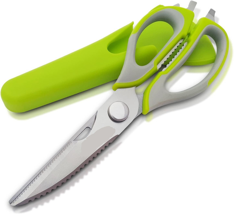 KitchenFest ® 7 in 1 Multi-Purpose Kitchen Scissors for Meats, Herbs, Vegetables & Pastries | Multifunctional Scissors with Protective Case, Nut Cracker Stainless Steel All-Purpose Scissor(Multicolor, Pack of 1)