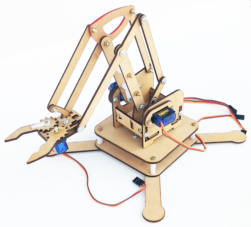 Kit4Curious 4 DOF servo Controlled Robotic arm with Gripper – Complete kit with 4 servo Assembled(Multicolor)