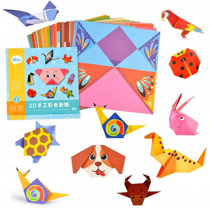 MentorKids 54 PCS Children Origami Paper Book for Animal Pattern 3D Puzzle DIY Folding Toy Kids Handmade Kindergarten Arts and Crafts Toys(54 Pieces)