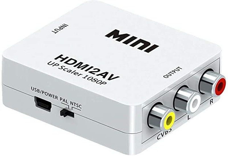 Etzin HDMI to AV Converter, UP Scaler 1080P HD Video Converter, HDMI to 3RCA CVBS Converter Adapter Supporting PAL/NTSC (HDMI-to-AV) 1080 inch Blu-ray Player(White)
