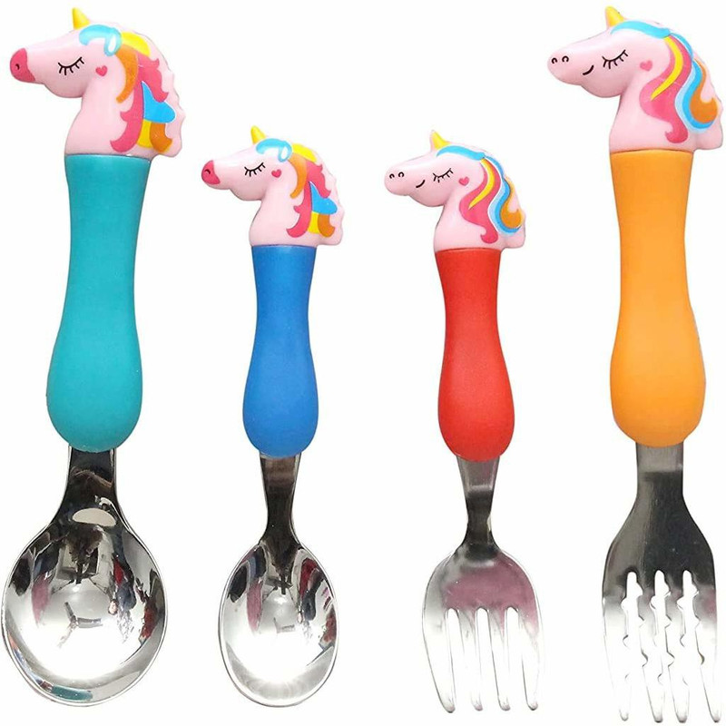 Trusmile Stainless Steel Unicorn Tableware Set Stainless Steel, Polypropylene Cutlery Set(Pack of 4)