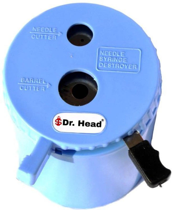 Dr. Head Syringe Needle Destroyer Manual Plastic Needle Cutter | Needle Burner |Hub Cutter | ABS Needle And Syringe Destroyer Non-Electric For Clinics/Hospitals/Labs Use Blue Needle Burner
