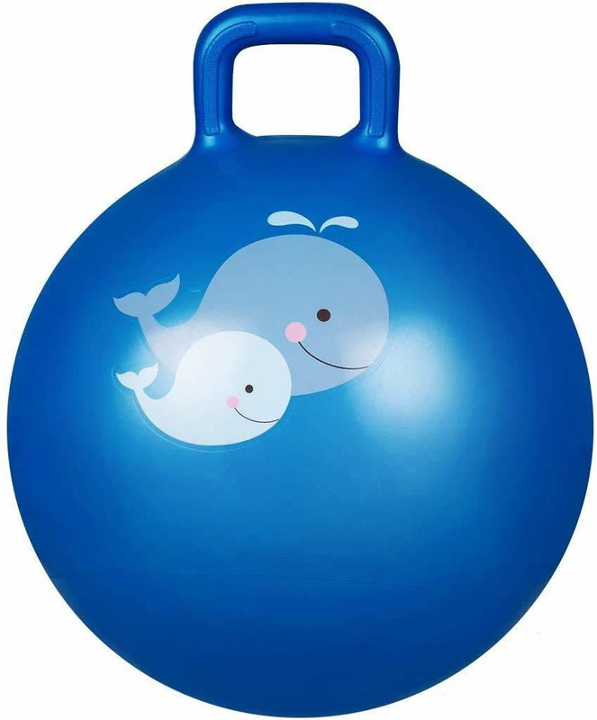 Gruham Mart Bouncy Ball with Handles & Pump / Sit and Bounce Rubber Hop Ball Gym Ball(With Pump)