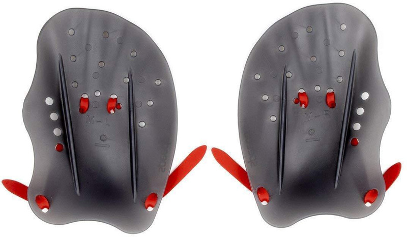 Slyk Swimming Hand Paddles with Adjustable Strap- (Black) pack of 1 Pair Hand Paddles(Grey)