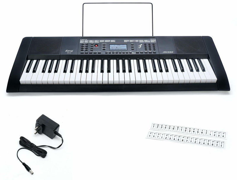 Juarez Opus JRK682 61-Key Electronic Keyboard Piano with LCD Digital Display, MIDI Function|Touch Response|Adapter|Key Note Stickers|Music Sheet Stand|300 Rhythms | 300 Timbres | 40 Demos Digital Portable Keyboard(61 Keys)