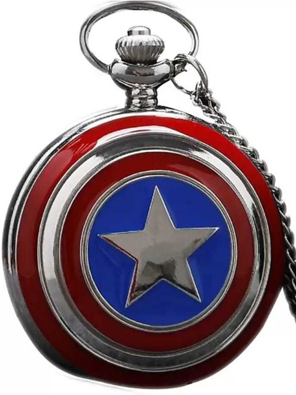 SB FASHION POINT captain america shield pocket watch 316 07 Silver Stainless Steel Pocket Watch Chain