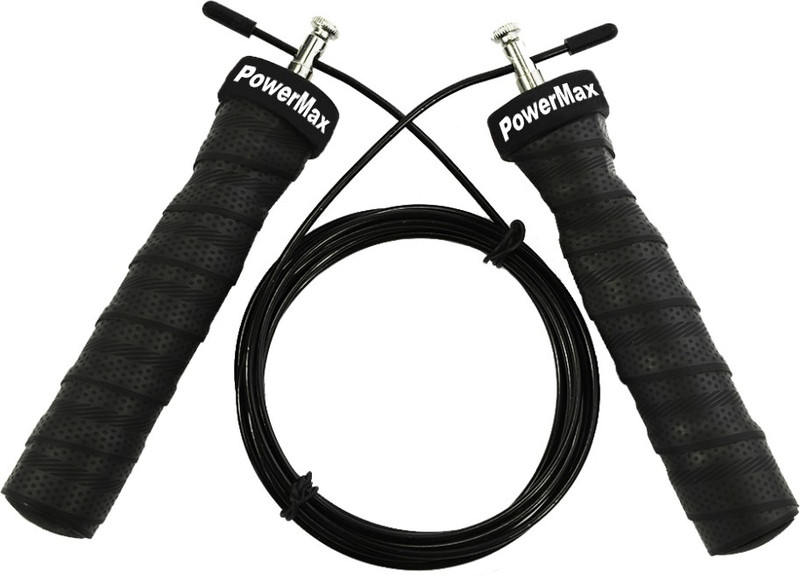 Powermax Fitness JS-3 (Black) Exercise Speed Jump Rope With Adjustable Cable Ball Bearing Skipping Rope(Black, Length: 300 cm)