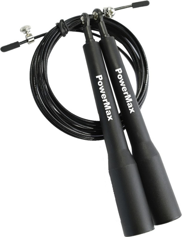 Powermax Fitness JP-5 (Black) Exercise Speed Jump Rope With Adjustable Cable Ball Bearing Skipping Rope(Black, Length: 300 cm)