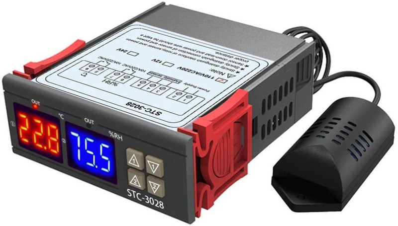 AROIDE W3028 / STC 3028 Digital Temperature Humidity Controller Thermometer Hygrometer Incubator Dehumidifier Thermostat Humiditystat AC 110V 220V Temperature controller for egg incubator Temperature Sensor and Controller Electronic Hobby Kit