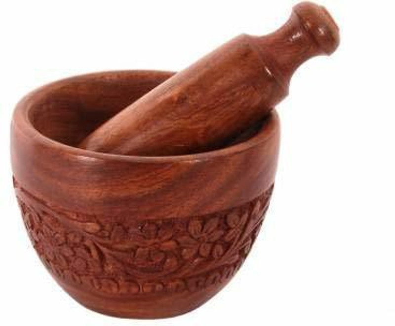 HomEnrich Wooden Mortar and Pestle | Grinder for Herbs, Spices and Kitchen Usage Wood Masher
