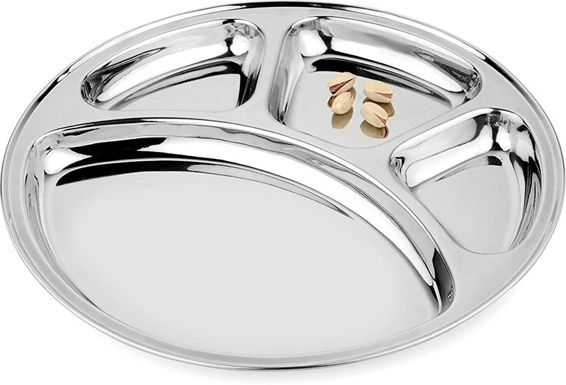 Lyticx Stainless Steel 4 in 1 Round Deluxe Tray Plate Dinner Plate