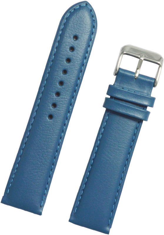 SuruRetail Plain Padded Taper D69 20 mm Genuine Leather Watch Strap(Blue)
