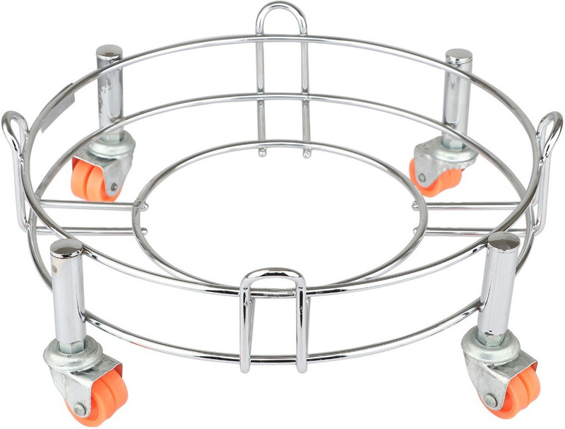 Zobby Stainless Gas Stand with Wheels (Silver) - Set of 2 Pieces Made In India 5 Gas Cylinder Trolley(Steel)
