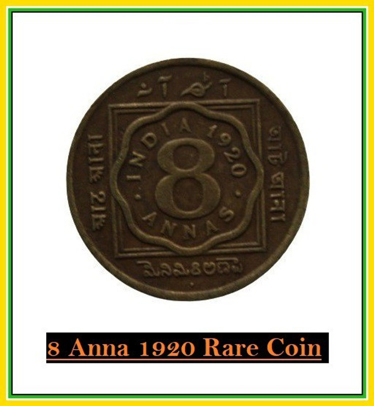 Prideindia 8 Annas 1920 George V King Emperor India Pack of 1 Extremely Rare Coin Modern Coin Collection(1 Coins)