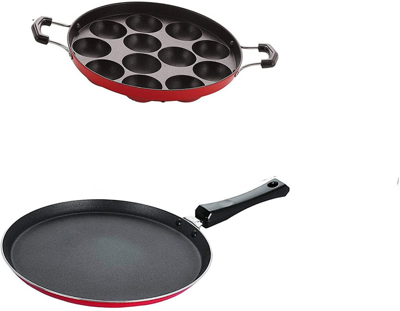 vijee Combo 2 Pcs Set of Crispy Dosa Tawa & Appam pan,Paniarakkal Pan,Paddu Maker,Ponganal Maker,paniyaram Pan, Cookware Set Non-Stick Coated Cookware Set(Aluminium, 3 - Piece)