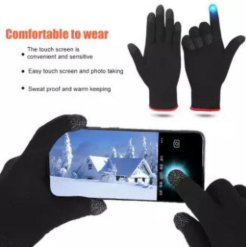 greyfab 1 Pair Gloves Sports Gloves Warm Breathable Gaming Gloves Touch Screen Gym & Fitness Gloves(Black)