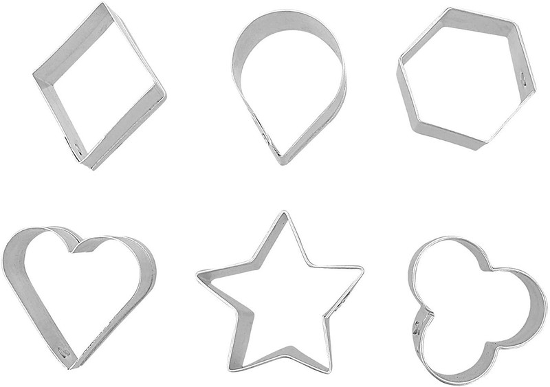 Bakers cutlery Aluminium Cookie Press/Biscuit Press, 6 Shapes (Star, Heart, Flower, Hexagon, etc) Cookie Press(Pack of 6)