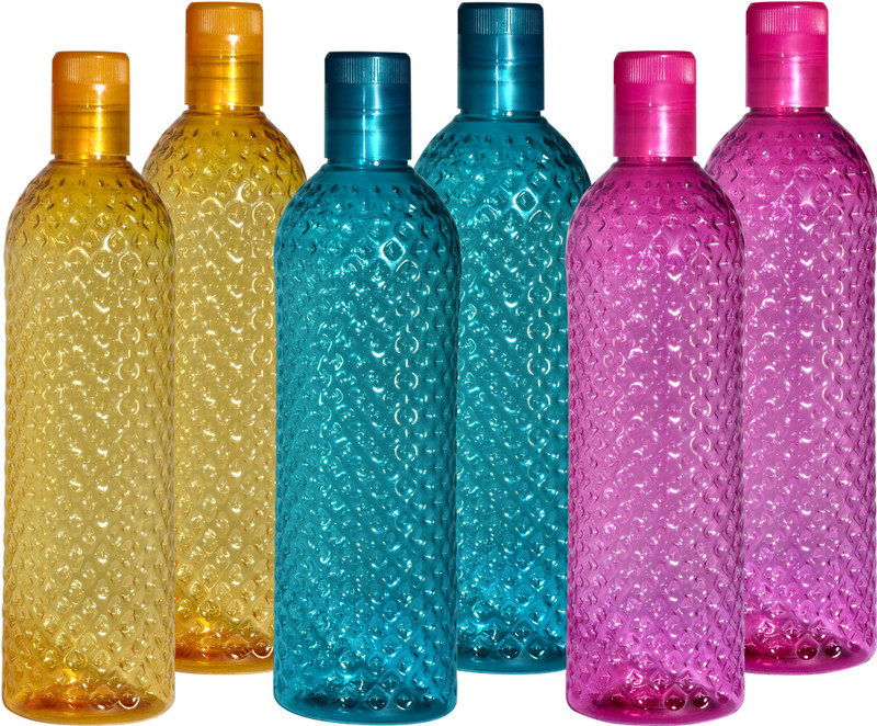 Antic by Anitc Dimond Design Plastic Fridge,office,Home Water Bottle 1000 ml Bottle 1000 ml Plastic Bottle(Pack of 6, Multicolor)