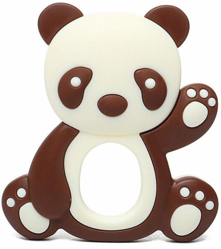 GUCHIGU Panda Shape Food Grade Silicone Baby Chew Toys Teethers Soothers Pacifier for Babies (BT90-04B) Teether(Brown)