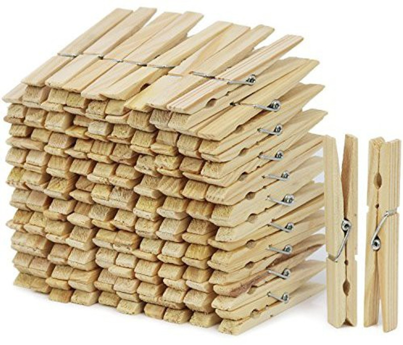 Wishland Pack of 100 Pcs Wooden Clips Bamboo Cloth Pegs Wooden Cloth Clips(Brown Pack of 100)