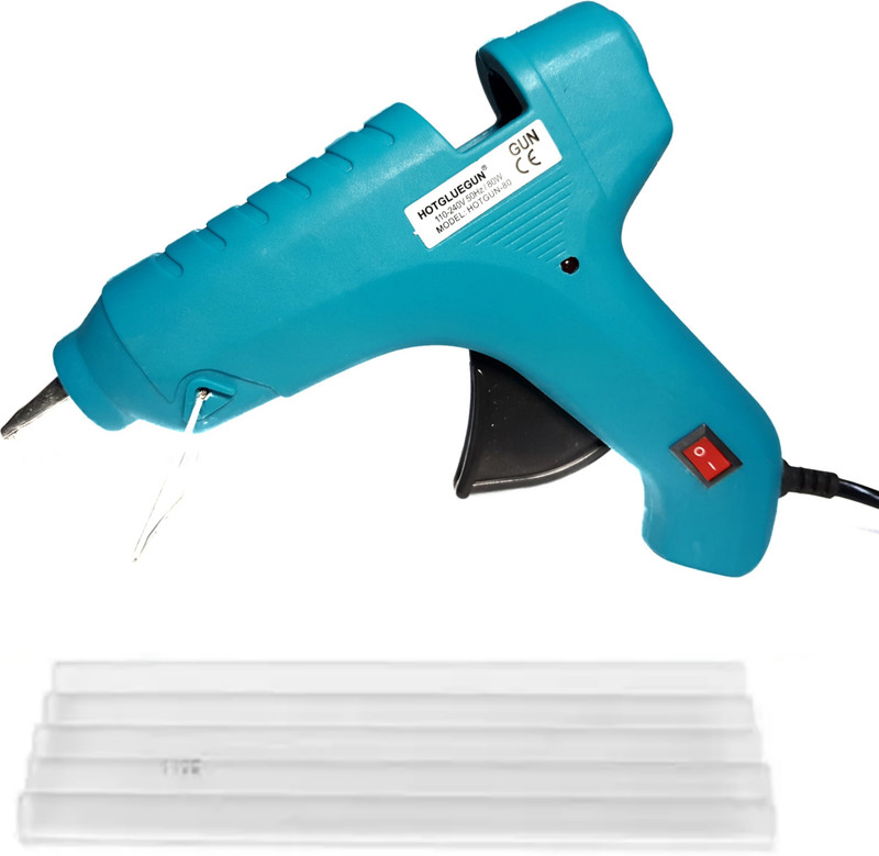 HOTGLUEGUN 80w 80Watt 11mm Hot Melt Glue Gun with 5 Transparent Sticks Standard Temperature Corded Glue Gun(11 mm)