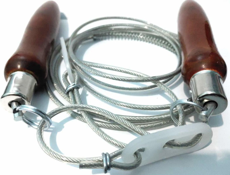 RAHICO CLUB WOODEN HANDLE INSULATED STEEL GYM WIRE SKIPPING ROPE Freestyle Skipping Rope(Grey, Length: 270 cm)