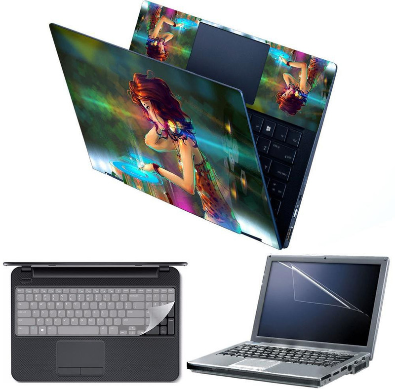 Anweshas 4 in 1 Combo Pack with Laptop Skin Sticker Decal, Palmrest Skin, Screen Protector, Key Guard for 15.6 Inch Laptop - Tiger Fantasy Digital Art Combo Set Designed for Gaming(Multicolor)