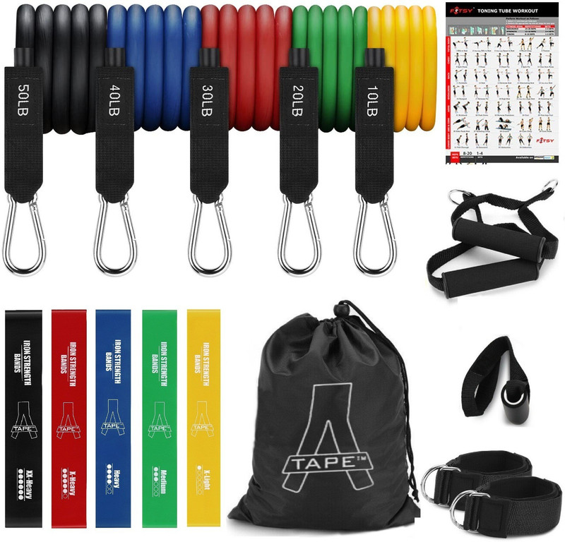 The Workout zone 16 PcTraining Bands for Legs and Butt Set, Gym Fitness & Strength Training Fitness Accessory Kit Kit