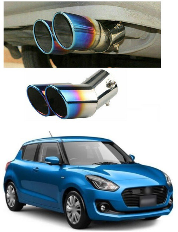 PRTEK Dual Exhaust Tip Exhaust Pipe Trim Stainless Steel Muffler Tail Universal Double Outlets End Pipe a172 Car Silencer(SPORTY)