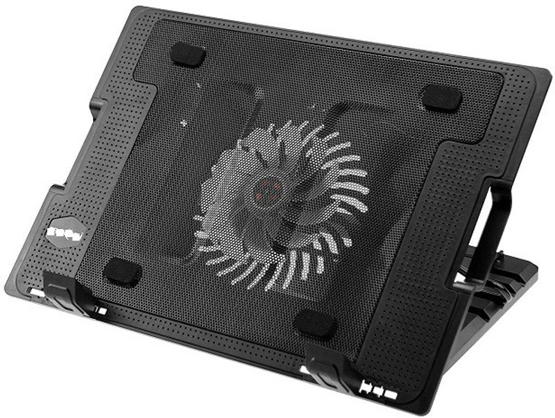 TECHON Adjustable Ergo Laptop Stand with 14cm Fan with USB HUB 1 Fan Cooling Pad (Black) 1 Fan Ergonomic Cooling Pad with Adjustable Height(Black)