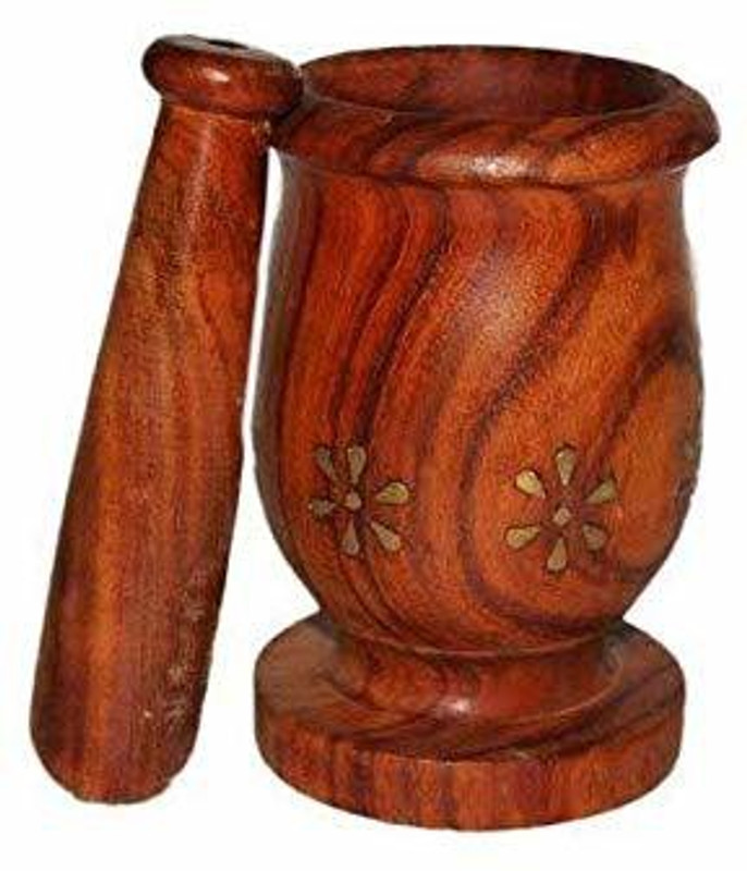 LyqArt Wooden Mortar and Pestle | Grinder for Herbs, Spices and Kitchen Usage, Natural | Handmade Mortar and Pestle | kharal | okhli | Okhli for Kitchen | Imam Dasta Ayurvedic Herbs aned Spices (Brown) Wood Masher