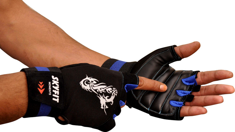 SKYFIT Best Wrist Support Gym Sports Gloves Gym & Fitness Gloves(Black, Red)