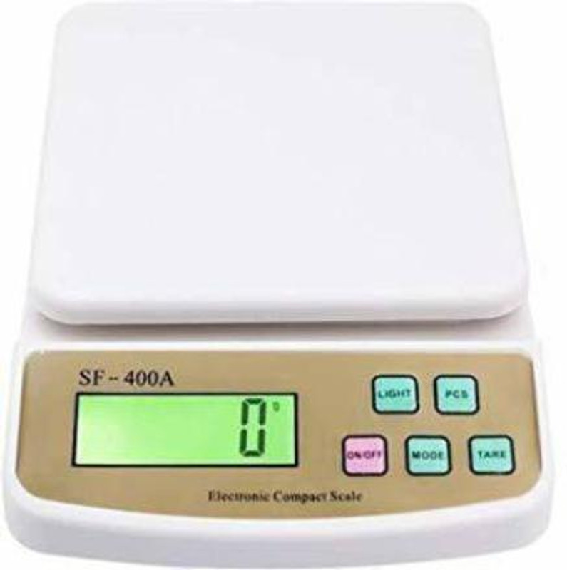 JAJ ART Electronic Kitchen Digital Weighing Scale 10 Kg, Weight Machines for Kitchen, Weight Machine, Weight Scale Kitchen, Kitchen Weight Machine Digital (SF400A With Adapter) Weighing Scale(White)