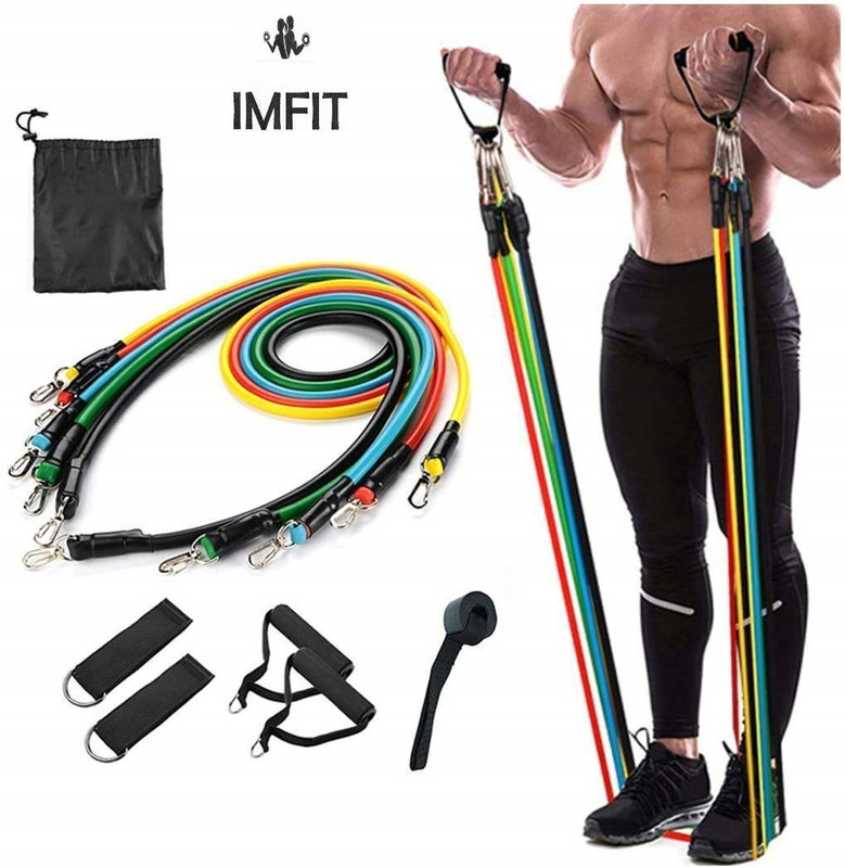 IMFIT Resistance Bands Set with Door Anchor, Handles, Ankle Straps Resistance Tube Resistance Band(Multicolor)