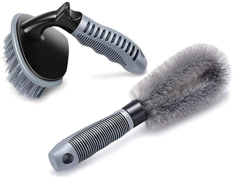 Auto Hub Car Tyre Cleaning Brush and Alloy Cleaning Brush 2 ml Wheel Tire Cleaner(Pack of 2)