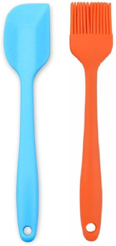 MobFest 21 cm Long Silicone Spatula and Brush Set for Pastry, Cake Mixer, Silicone Flat Pastry Brush(Pack of 2)