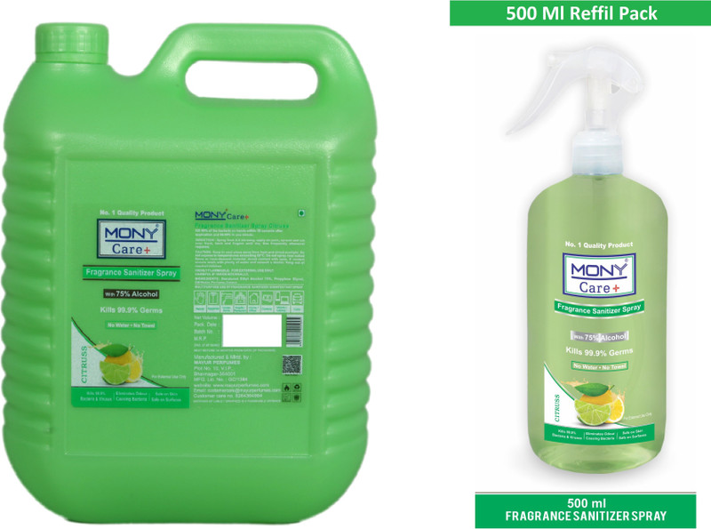 Mony Citrus  Spray 75 % Alcohol Content With 500 ml Spray Sanitizer Spray Can(2 x 2.75 L)