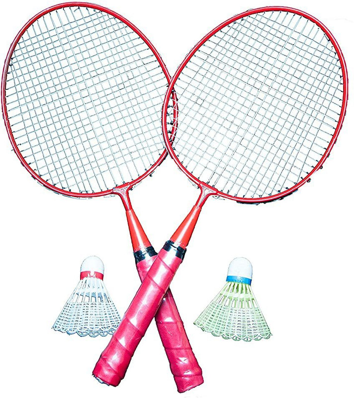 Spocco 2 Pcs Set Badminton Racket for Kids - Baby Badminton Aluminium Toy Set for Children with Multicolour Shuttlecocks and Backpack, Multicolor AZ04 Badminton Kit