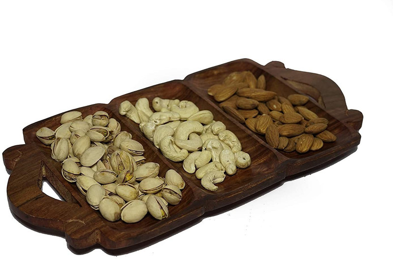 LyqArt Wooden Dry Fruit Tray | Serving Tray | Multipurpose Tray | Tray Decoration | Tray for Storage | Home Decor | Great Gift as Table or Kitchen Decor | Dry fruit Tray | Snacks Tray | Dessert Tray Tray(Microwave Safe)