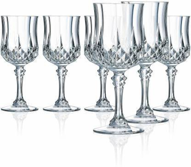 OFFERZONE (Pack of 6) 100% crystal Clear Elegant Reg Wine 220 ml set of 6 Glass Set Wine Glass(220 ml, Glass, Clear)