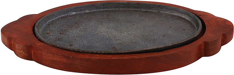 Mohini steels Sizzler Plate/Tray with Wooden Base Sizzler Tray(Microwave Safe)