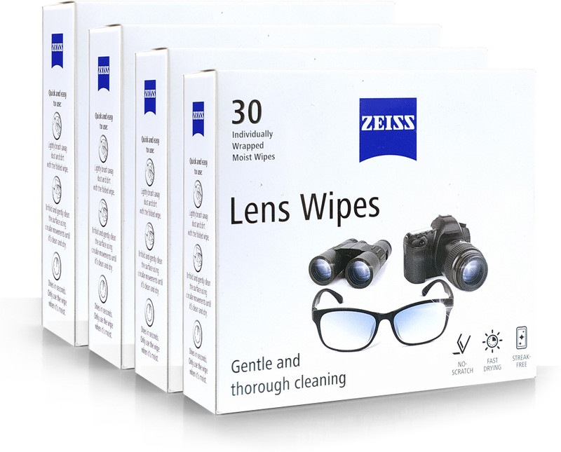ZEISS Pre-Moistened Lens Cleaning Wipes  Lens Cleaner(NA ml, 6 X 6 inch, Pack of 120)