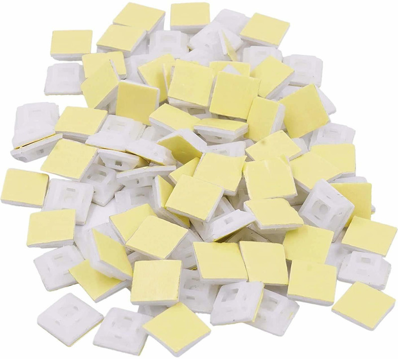 GSK Cut Cable Tie Mounts 100 pcs – White for Home Improvement, Wire Management, Panel, Workshop etc. 19X19 Nylon Hook & Loop Cable Tie(White Pack of 100)