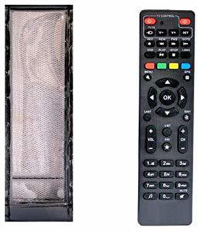 LUNAGARIYA Flip Cover for Protective Cover for Sun Direct DTH SETTOP Box Remote Control,PU Leather Cover Holder(Black, Artificial Leather)