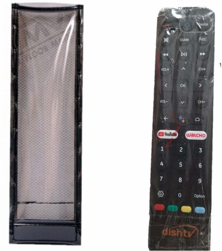 LUNAGARIYA Flip Cover for Protective Cover for DISHTV HD with YouTube and watcho Function Remote Control(Black, Artificial Leather, Pack of: 1)