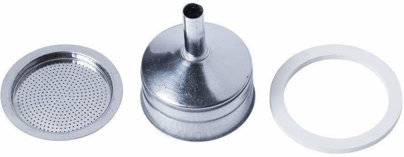 3d Creations Replacement Gasket, Filter Screen & Funnel Multi Cups Stovetop Coffee Percolator/Maker (2 Cups) 2 Cups Coffee Maker(Silver)